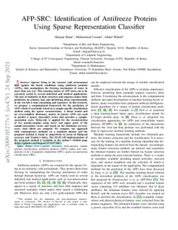 AFP-SRC: Identification of Antifreeze Proteins Using Sparse
  Representation Classifier