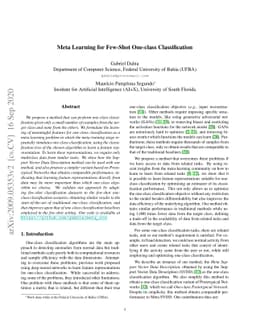 Meta Learning for Few-Shot One-class Classification