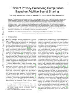 Efficient Privacy-Preserving Computation Based on Additive Secret
  Sharing