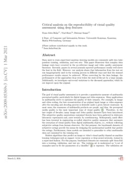Critical analysis on the reproducibility of visual quality assessment
  using deep features