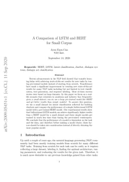 A Comparison of LSTM and BERT for Small Corpus