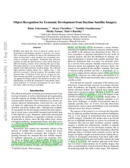 Object Recognition for Economic Development from Daytime Satellite
  Imagery
