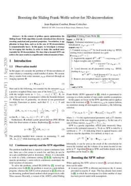 Boosting the Sliding Frank-Wolfe solver for 3D deconvolution