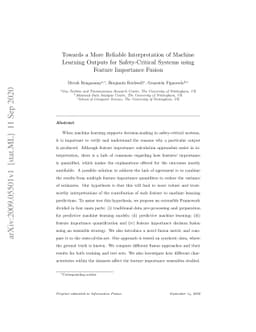 Towards a More Reliable Interpretation of Machine Learning Outputs for
  Safety-Critical Systems using Feature Importance Fusion