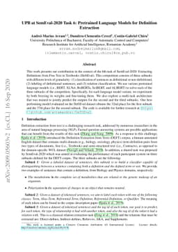 UPB at SemEval-2020 Task 6: Pretrained Language Models for Definition
  Extraction