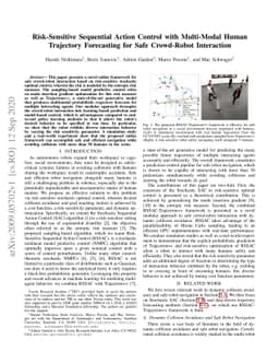 Risk-Sensitive Sequential Action Control with Multi-Modal Human
  Trajectory Forecasting for Safe Crowd-Robot Interaction
