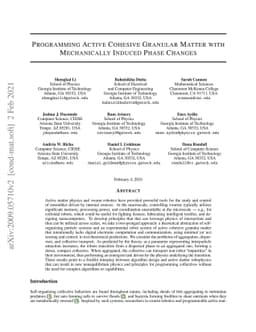Programming Active Cohesive Granular Matter with Mechanically Induced
  Phase Changes