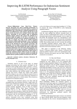Improving Bi-LSTM Performance for Indonesian Sentiment Analysis Using
  Paragraph Vector