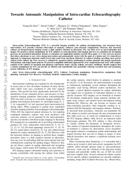 Towards Automatic Manipulation of Intra-cardiac Echocardiography
  Catheter