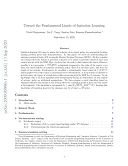 Toward the Fundamental Limits of Imitation Learning