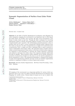 Semantic Segmentation of Surface from Lidar Point Cloud