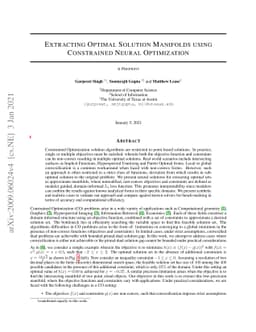 Extracting Optimal Solution Manifolds using Constrained Neural
  Optimization