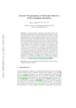 Genetic Programming is Naturally Suited to Evolve Bagging Ensembles