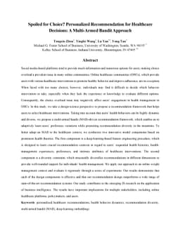 Spoiled for Choice? Personalized Recommendation for Healthcare
  Decisions: A Multi-Armed Bandit Approach