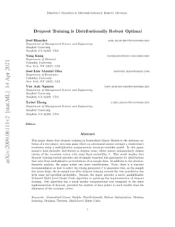 Machine Learning's Dropout Training is Distributionally Robust Optimal