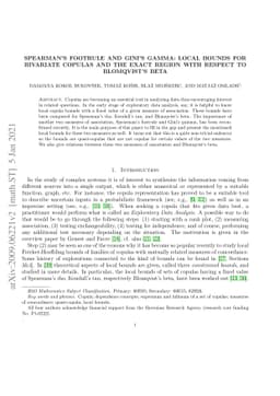 Spearman's footrule and Gini's gamma: Local bounds for bivariate copulas
  and the exact region with respect to Blomqvist's beta