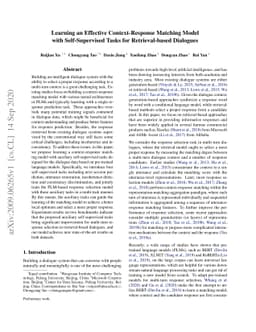 Learning an Effective Context-Response Matching Model with
  Self-Supervised Tasks for Retrieval-based Dialogues