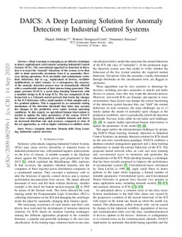 DAICS: A Deep Learning Solution for Anomaly Detection in Industrial
  Control Systems