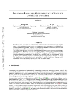 Improving Language Generation with Sentence Coherence Objective