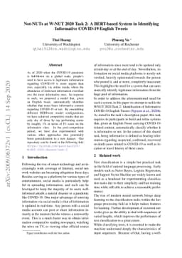 Not-NUTs at W-NUT 2020 Task 2: A BERT-based System in Identifying
  Informative COVID-19 English Tweets