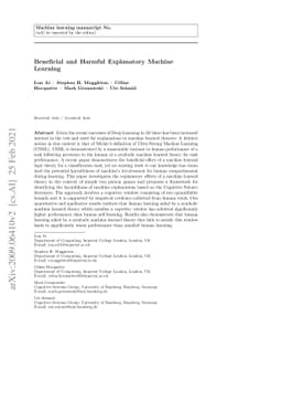 Beneficial and Harmful Explanatory Machine Learning