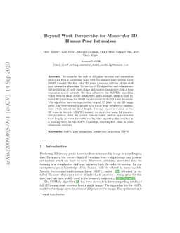 Beyond Weak Perspective for Monocular 3D Human Pose Estimation