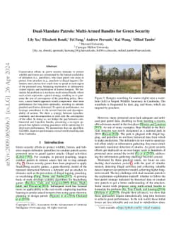 Dual-Mandate Patrols: Multi-Armed Bandits for Green Security