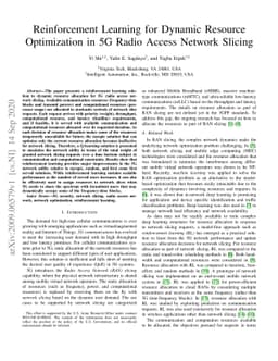 Reinforcement Learning for Dynamic Resource Optimization in 5G Radio
  Access Network Slicing