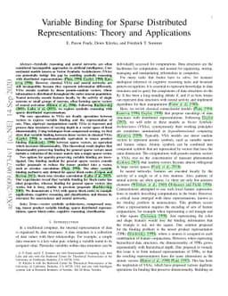 Variable Binding for Sparse Distributed Representations: Theory and
  Applications