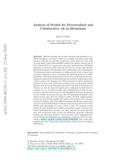 Analysis of Models for Decentralized and Collaborative AI on Blockchain