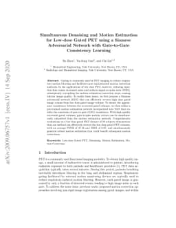 Simultaneous Denoising and Motion Estimation for Low-dose Gated PET
  using a Siamese Adversarial Network with Gate-to-Gate Consistency Learning