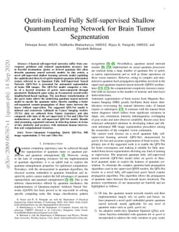 Qutrit-inspired Fully Self-supervised Shallow Quantum Learning Network
  for Brain Tumor Segmentation