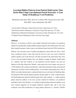 Learning Hidden Patterns from Patient Multivariate Time Series Data
  Using Convolutional Neural Networks: A Case Study of Healthcare Cost
  Prediction