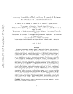 Learning Quantities of Interest from Dynamical Systems for
  Observation-Consistent Inversion