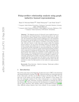 Polyp-artifact relationship analysis using graph inductive learned
  representations