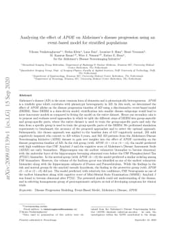 Analyzing the effect of APOE on Alzheimer's disease progression using an
  event-based model for stratified populations