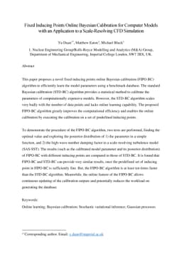 Fixed Inducing Points Online Bayesian Calibration for Computer Models
  with an Application to a Scale-Resolving CFD Simulation