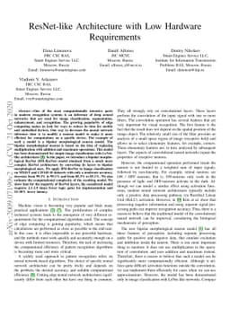 ResNet-like Architecture with Low Hardware Requirements