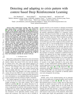 Detecting and adapting to crisis pattern with context based Deep
  Reinforcement Learning