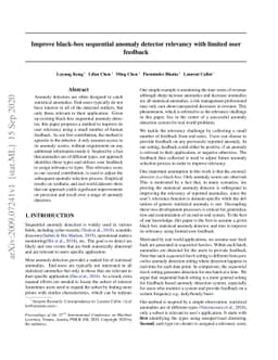 Improve black-box sequential anomaly detector relevancy with limited
  user feedback
