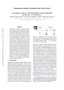 Simultaneous Machine Translation with Visual Context