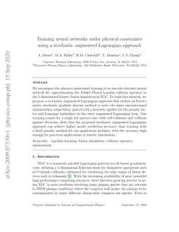 Training neural networks under physical constraints using a stochastic
  augmented Lagrangian approach