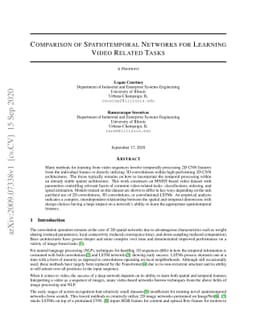 Comparison of Spatiotemporal Networks for Learning Video Related Tasks
