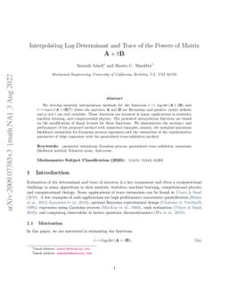 Interpolating Log-Determinant and Trace of the Powers of Matrix
  $\mathbf{A} + t \mathbf{B}$