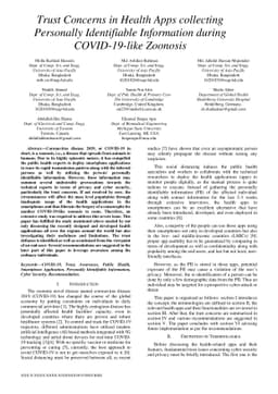 Trust Concerns in Health Apps collecting Personally Identifiable
  Information during COVID-19-like Zoonosis
