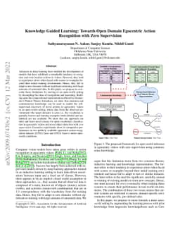 Knowledge Guided Learning: Towards Open Domain Egocentric Action
  Recognition with Zero Supervision