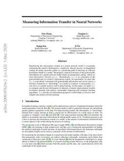 Measuring Information Transfer in Neural Networks