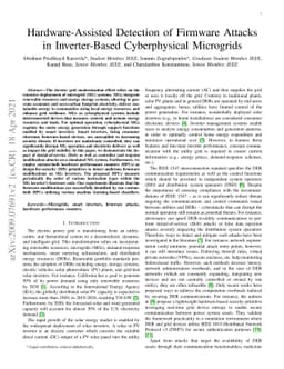 Hardware-Assisted Detection of Firmware Attacks in Inverter-Based
  Cyberphysical Microgrids