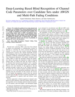 Deep-Learning Based Blind Recognition of Channel Code Parameters over
  Candidate Sets under AWGN and Multi-Path Fading Conditions
