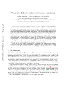 Competitive Ratios for Online Multi-capacity Ridesharing